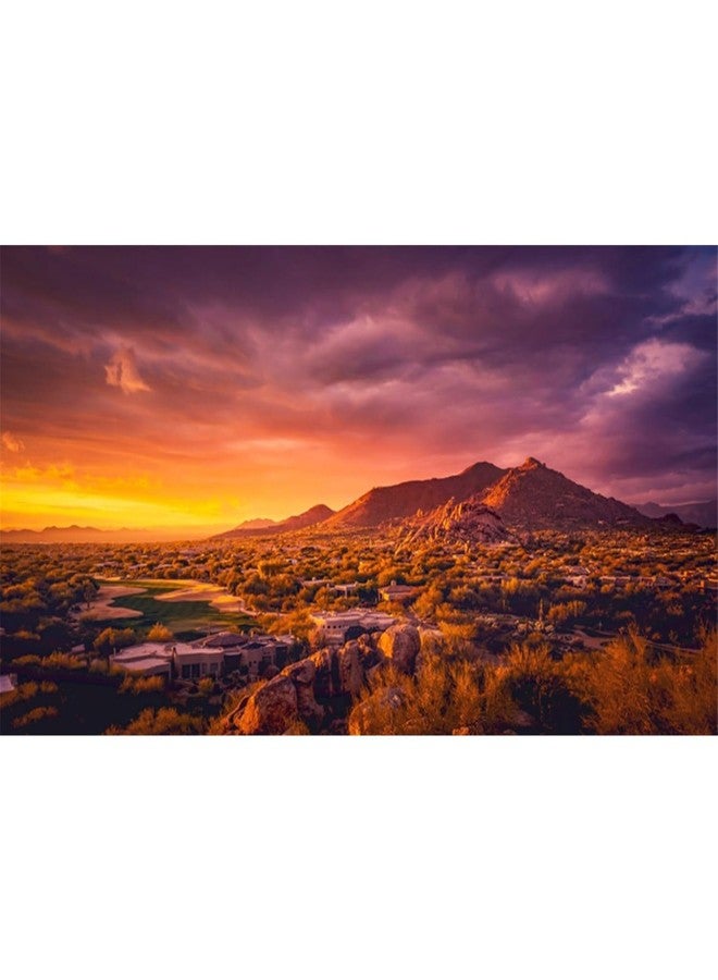 AWERT 48x24 inches Sun and Desert Terrarium Background Mountain Oasis Gobi Reptile Habitat Background Vinyl - Image 1